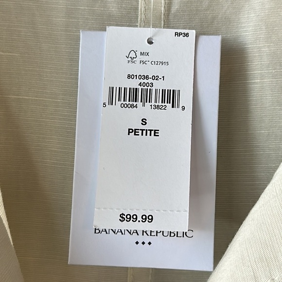 NWT Banana Republic Factory Linen Blend Shift Dress in Alabaster Size S Petite - Picture 11 of 16